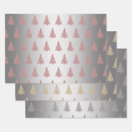 Elegantes Weihnachtsbaummuster Geschenkpapier Set