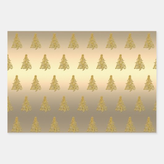 Elegantes Weihnachtsbaummuster Geschenkpapier Set (Vorderseite 3)