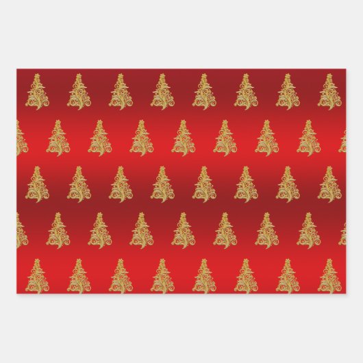 Elegantes Weihnachtsbaummuster Geschenkpapier Set (Vorderseite 2)