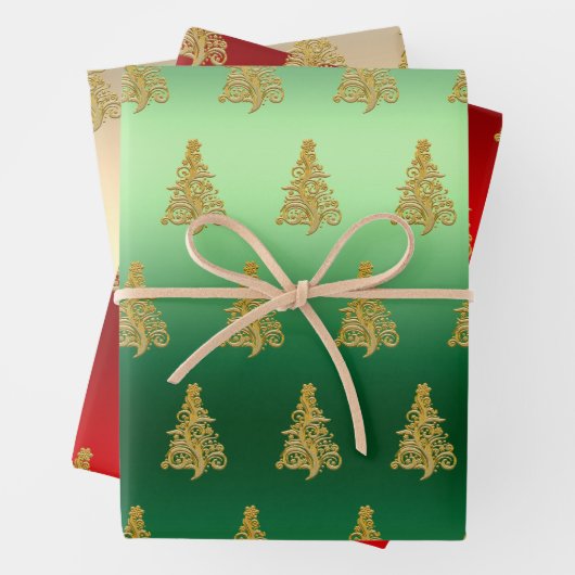 Elegantes Weihnachtsbaummuster Geschenkpapier Set (Beispiel)