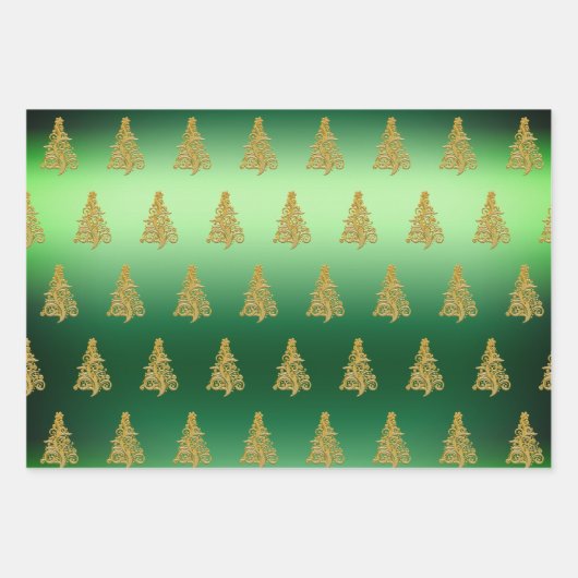 Elegantes Weihnachtsbaummuster Geschenkpapier Set (Vorderseite)