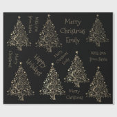 Elegantes Weihnachtsbaummuster mit dem Namen Black Geschenkpapier (Flach)