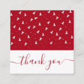 Elegantes Weihnachtsbaummuster Rot Danke Schnee Quadratische Visitenkarte (Vorderseite)