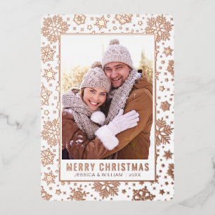 Elegantes Weihnachtsblatt 2 Foto Rose Gold Folien Feiertagskarte