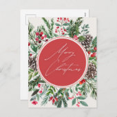 Elegantes Weihnachtsblatt Feiertagspostkarte (Vorne/Hinten)