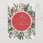 Elegantes Weihnachtsblatt Feiertagspostkarte (Vorderseite)