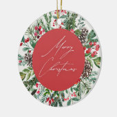 Elegantes Weihnachtsblatt Keramik Ornament (Links)