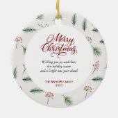 Elegantes Weihnachtsblatt Keramik Ornament (Hinten)