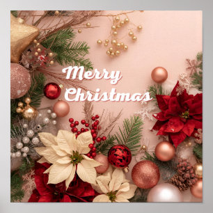 Elegantes Weihnachtsblumendesign Poster