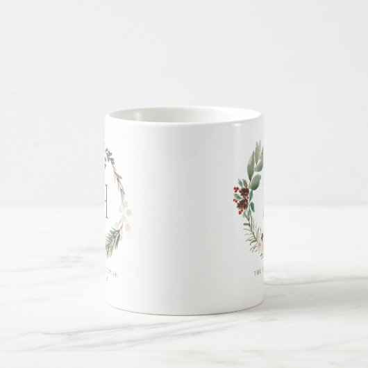 Elegantes Weihnachtsblumenmonogramm Kaffeetasse (Mittel)