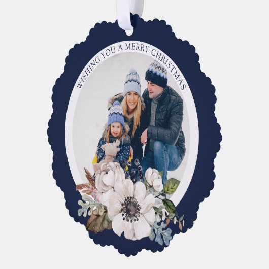 Elegantes Weihnachtsblumenpapier Foto Ornament Car (Links)