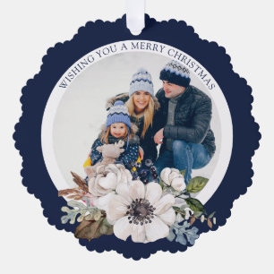 Elegantes Weihnachtsblumenpapier Foto Ornament Car Karte