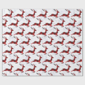 Elegantes Weihnachtsbüffel Kariert Rentier & Marmo Geschenkpapier (Flach)