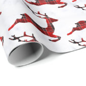 Elegantes Weihnachtsbüffel Kariert Rentier & Marmo Geschenkpapier (Rolleneckpunkt)