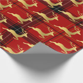 Elegantes Weihnachtsbüffel Kariertes Muster & Gold Geschenkpapier (Ecke)