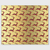 Elegantes Weihnachtsbuffet Karierter Rentier & Gol Geschenkpapier (Flach)