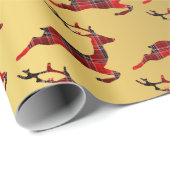 Elegantes Weihnachtsbuffet Karierter Rentier & Gol Geschenkpapier (Rolleneckpunkt)