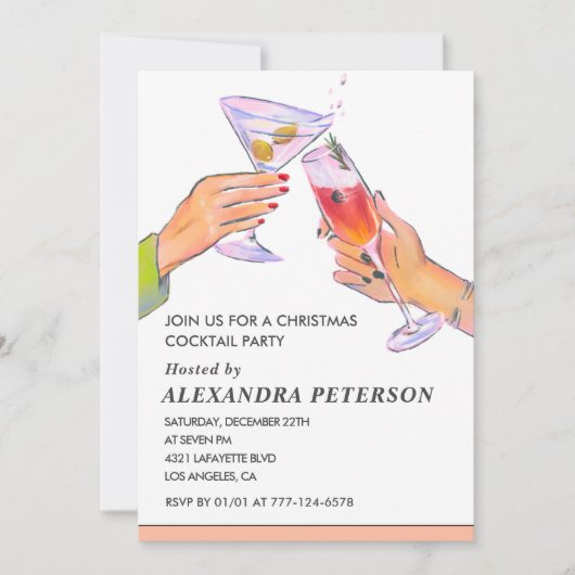 Elegantes Weihnachtscocktail-Party Einladung (Vorderseite)
