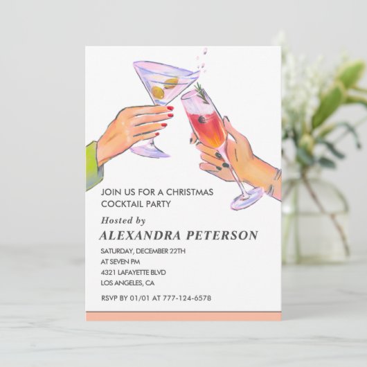Elegantes Weihnachtscocktail-Party Einladung (Stehend Vorderseite)