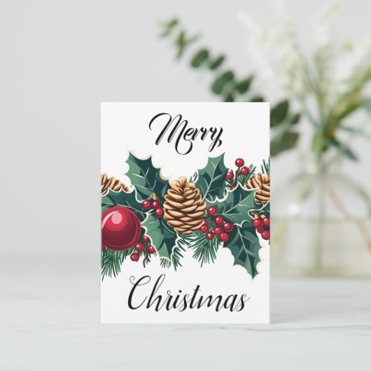 Elegantes Weihnachtsdekor Postkarte (Stehend Vorderseite)