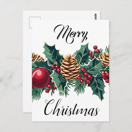 Elegantes Weihnachtsdekor Postkarte (Vorne/Hinten)