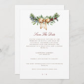 Elegantes Weihnachtsdekor Save the Date Hochzeitsk Ankündigung (Vorne/Hinten)