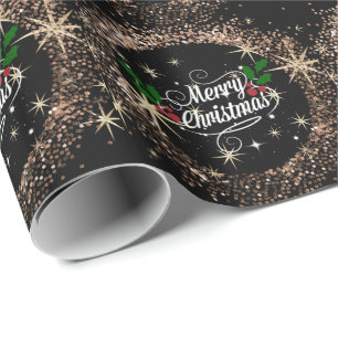 Elegantes Weihnachtsdesign in Schwarz und Gold Geschenkpapier