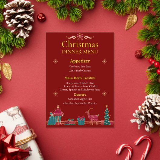 Elegantes Weihnachtsdinner-Menü | Klassisches Rot Acryleinladungen (Insitu (Feiertag))
