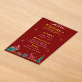 Elegantes Weihnachtsdinner-Menü | Klassisches Rot Acryleinladungen (Ablage )