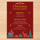 Elegantes Weihnachtsdinner-Menü | Klassisches Rot Acryleinladungen (Vorderseite)
