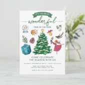 Elegantes Weihnachtselemente-Party Einladung (Stehend Vorderseite)