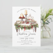 Elegantes Weihnachtsessen Einladung (Stehend Vorderseite)