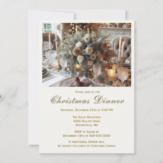 Elegantes Weihnachtsessen Einladung (Vorderseite)