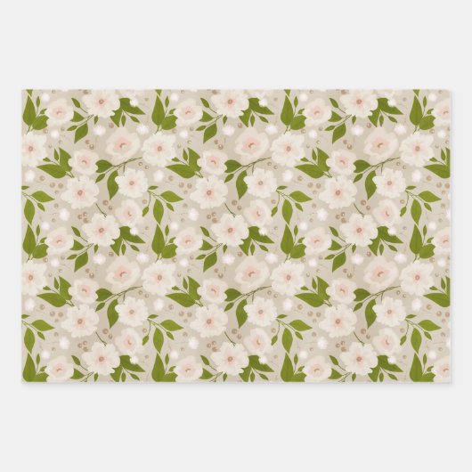 Elegantes Weihnachtsfest Blumenmuster Geschenkpapier Set (Vorderseite 2)