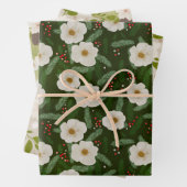 Elegantes Weihnachtsfest Blumenmuster Geschenkpapier Set (Beispiel)