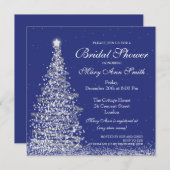 Elegantes Weihnachtsfest-Brautparty Silver Navy Einladung (Vorne/Hinten)