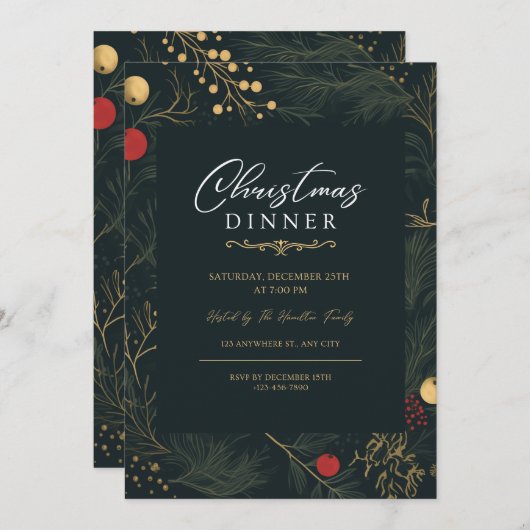 Elegantes Weihnachtsfest Einladung Celebrate (Vorne/Hinten)