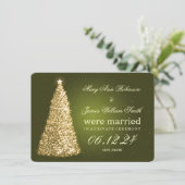 Elegantes Weihnachtsfest Elopement Gold Grün Einladung (Stehend Vorderseite)
