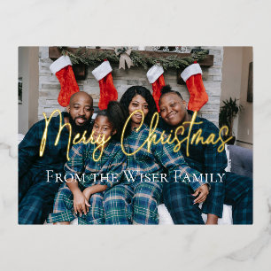 Elegantes Weihnachtsfest Familien Gruppenfoto Folien Feiertagspostkarte