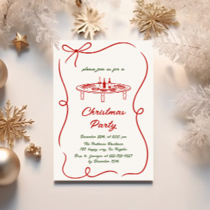 Elegantes Weihnachtsfest in Rot und Grün - Party Einladung