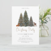 Elegantes Weihnachtsfest mit Winterbaum und Hirsch Einladung (Stehend Vorderseite)