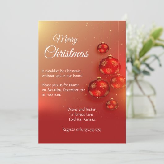 Elegantes Weihnachtsfest-Party Einladung (Stehend Vorderseite)