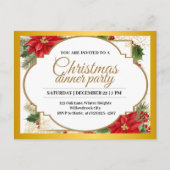 Elegantes Weihnachtsfest Party Gold & Poinsettia Postkarte (Vorderseite)