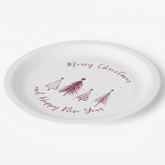 Elegantes Weihnachtsfest Pine Tree Weihnachten Pappteller (Schrägansicht)