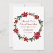 Elegantes Weihnachtsfest Poinsettia Abendessen Einladung (Vorderseite)