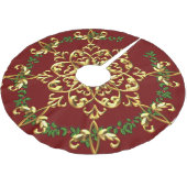 Elegantes Weihnachtsfest Rotes Gold Polyester Weihnachtsbaumdecke (Schrägansicht)