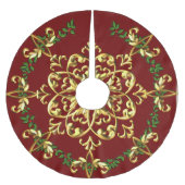 Elegantes Weihnachtsfest Rotes Gold Polyester Weihnachtsbaumdecke (Vorderseite)