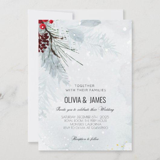 Elegantes Weihnachtsfest - Rotes und grünes Party Einladung (Vorderseite)