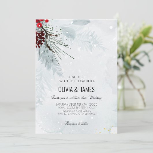 Elegantes Weihnachtsfest - Rotes und grünes Party Einladung (Stehend Vorderseite)