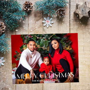 Elegantes Weihnachtsfest Script Family One Foto Feiertagspostkarte